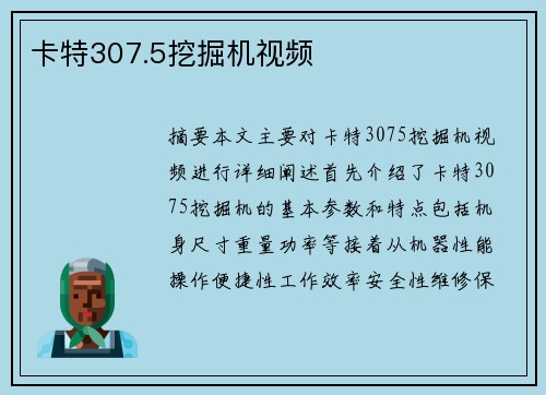 卡特307.5挖掘机视频
